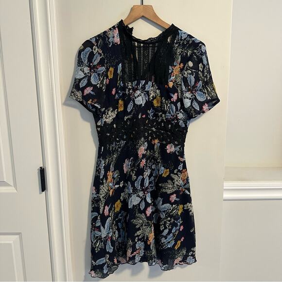 Anthropologie Foxiedox Black Floral Mini Dress Medium - Picture 11 of 11